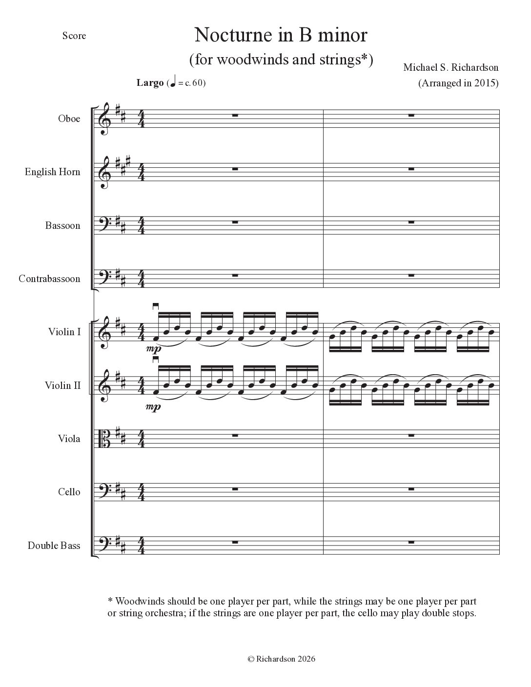 Nocturne in B minor (Winds & Strings)
